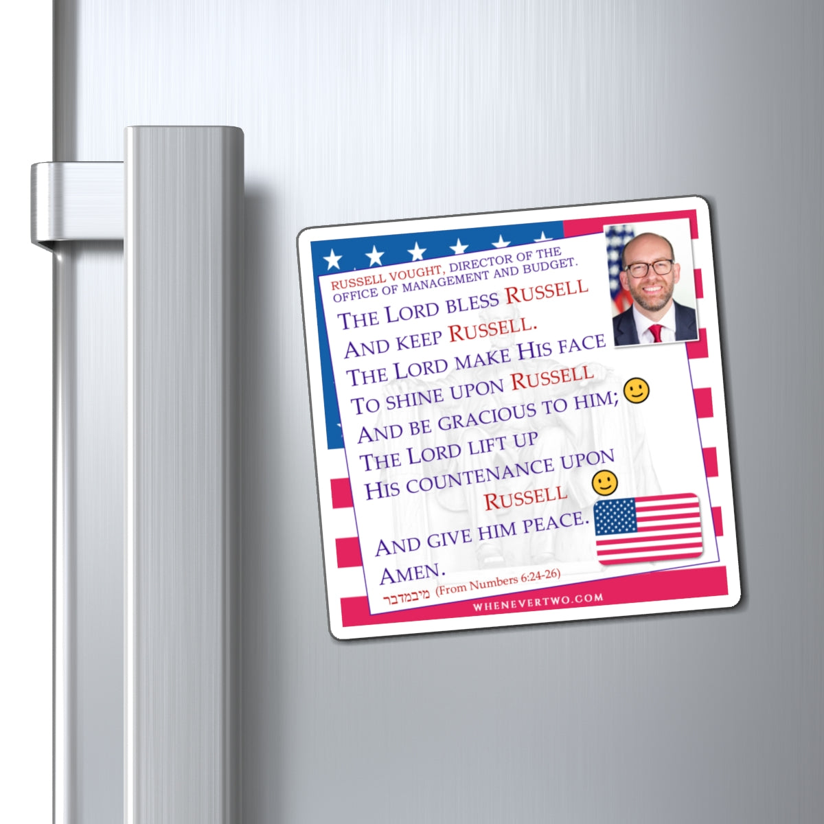 Russell Vought - Executive Cabinet Director of the Office of Management and Budget - The Aaronic Blessing Magnet - 4'' - [130