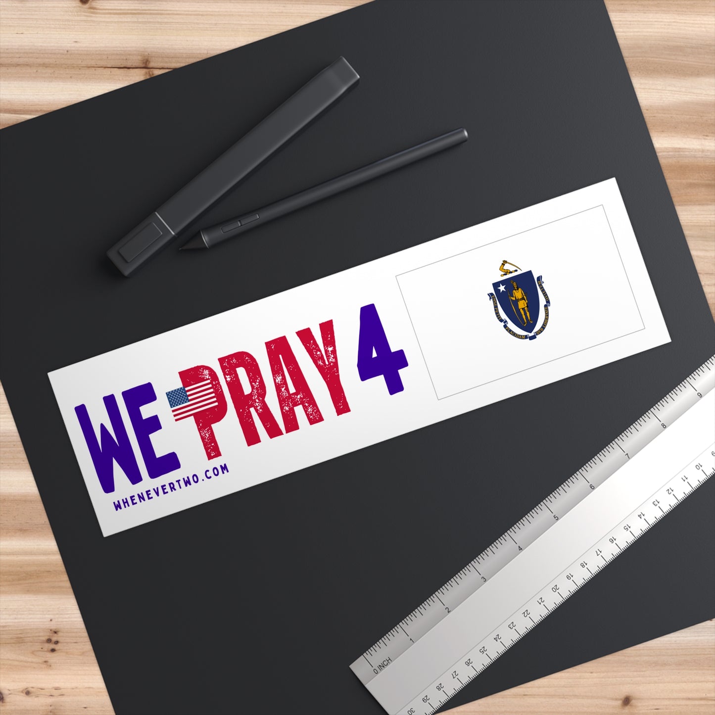 Massachusetts - We Pray - Bumper Sticker - Regular