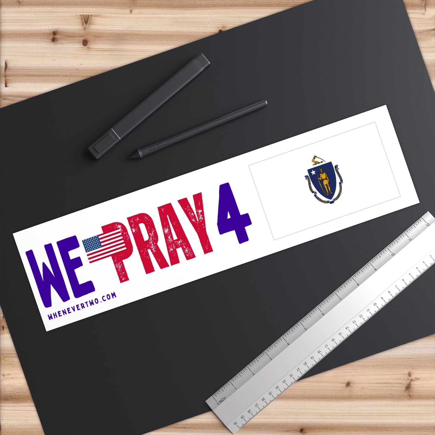 Massachusetts - We Pray - Bumper Sticker - Large