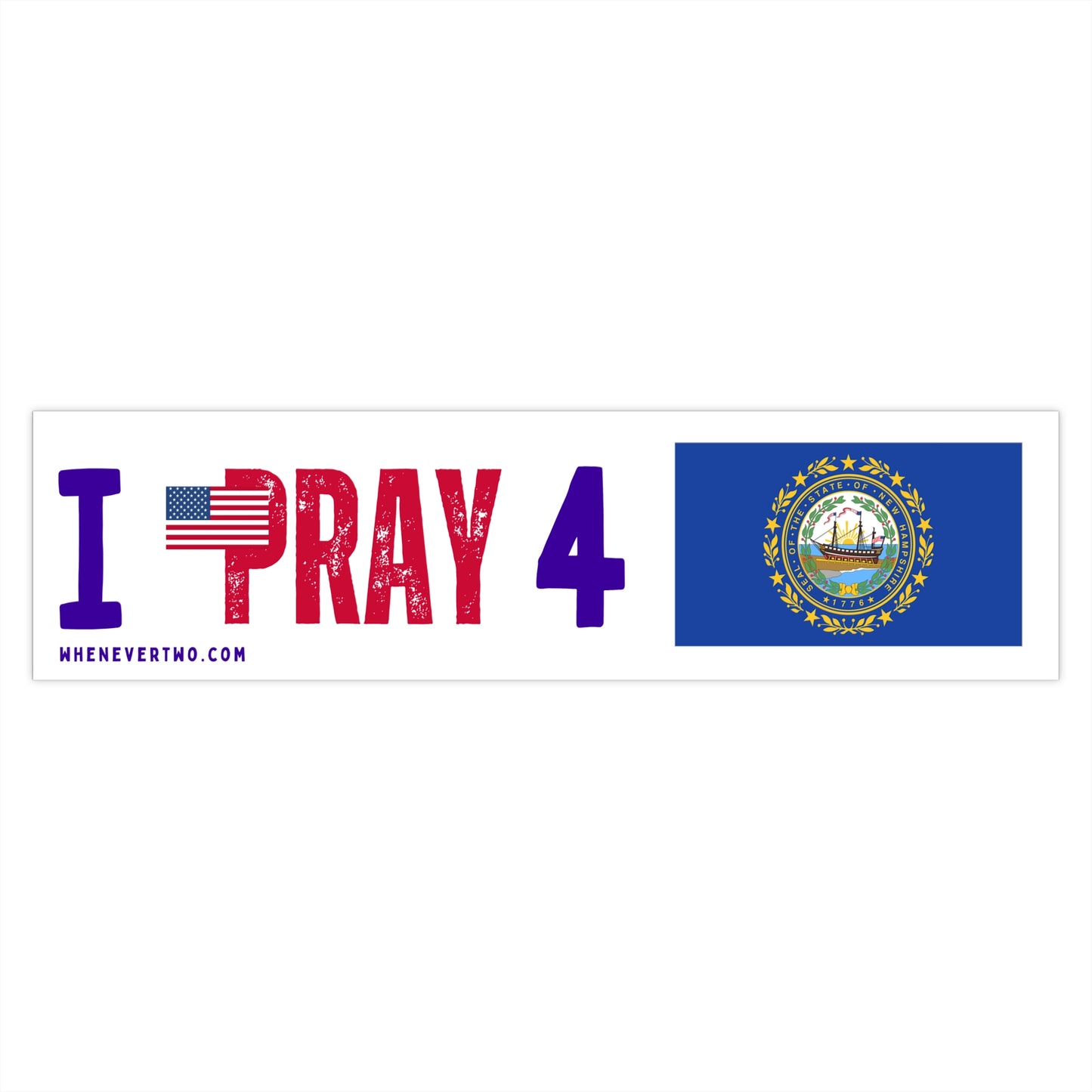 New Hampshire - I Pray - Bumper Sticker - Large