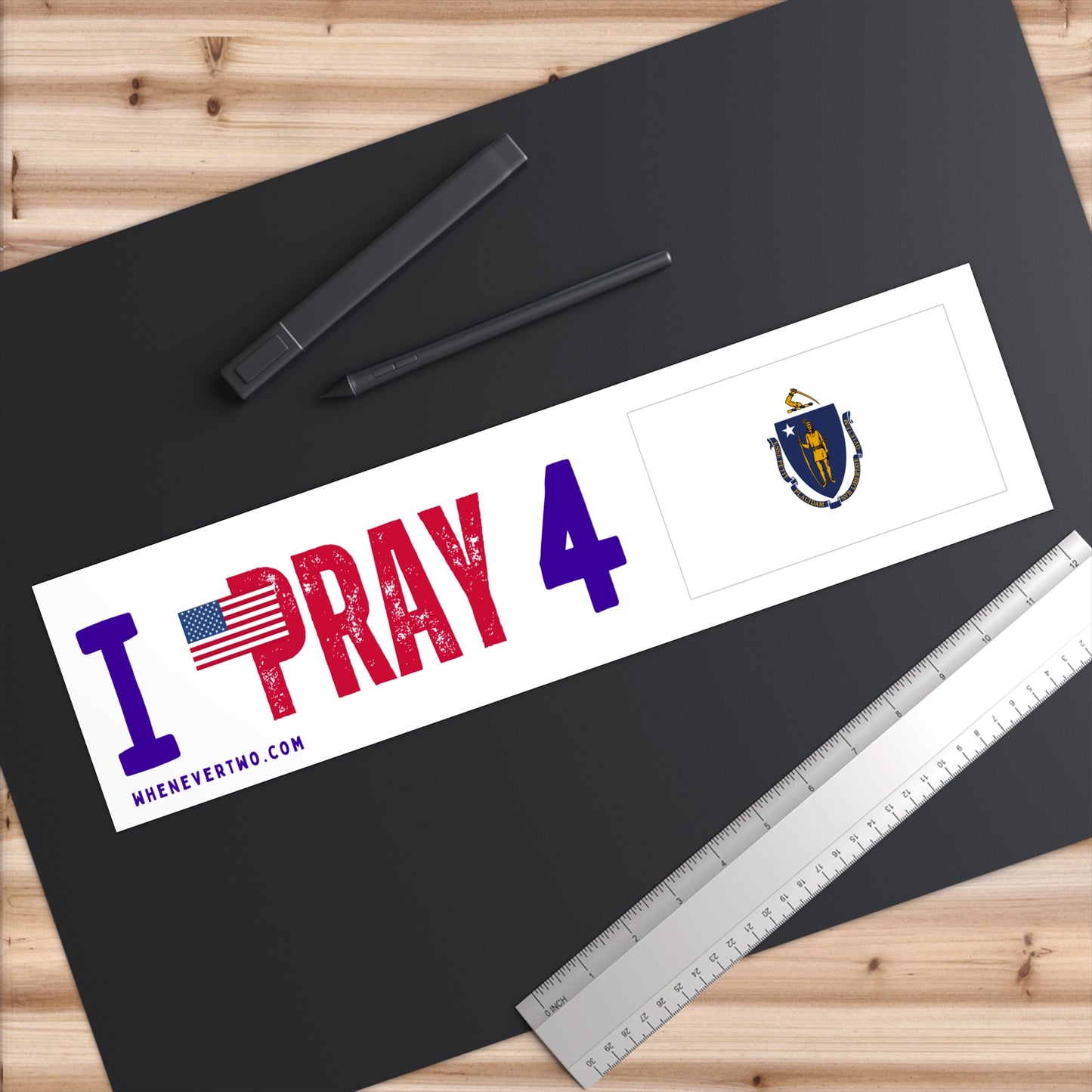 Massachusetts - I Pray - Bumper Sticker - Large