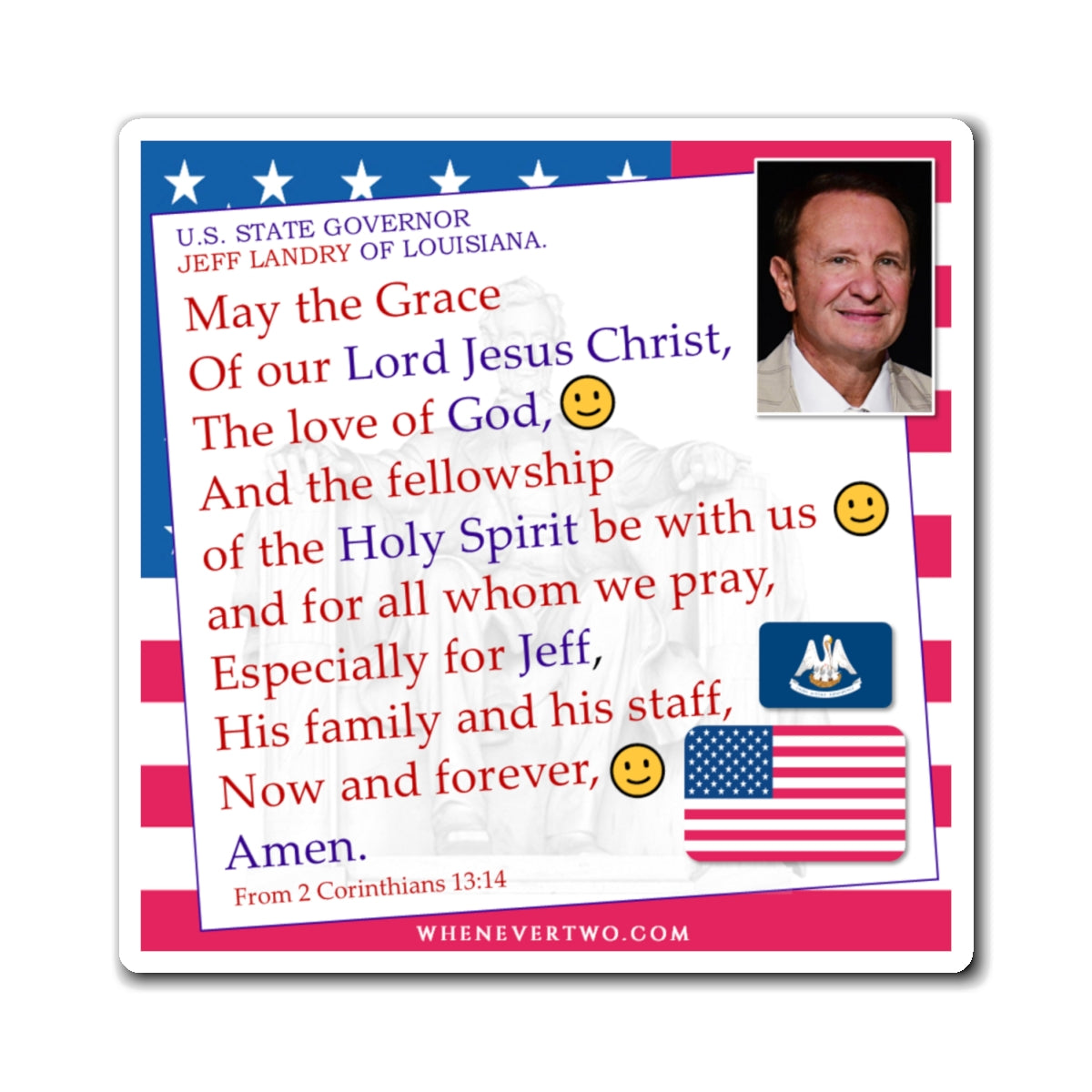 Jeff Landry - State Executive Governor Louisiana - The Benediction Blessing Magnet - 4'' - [282]