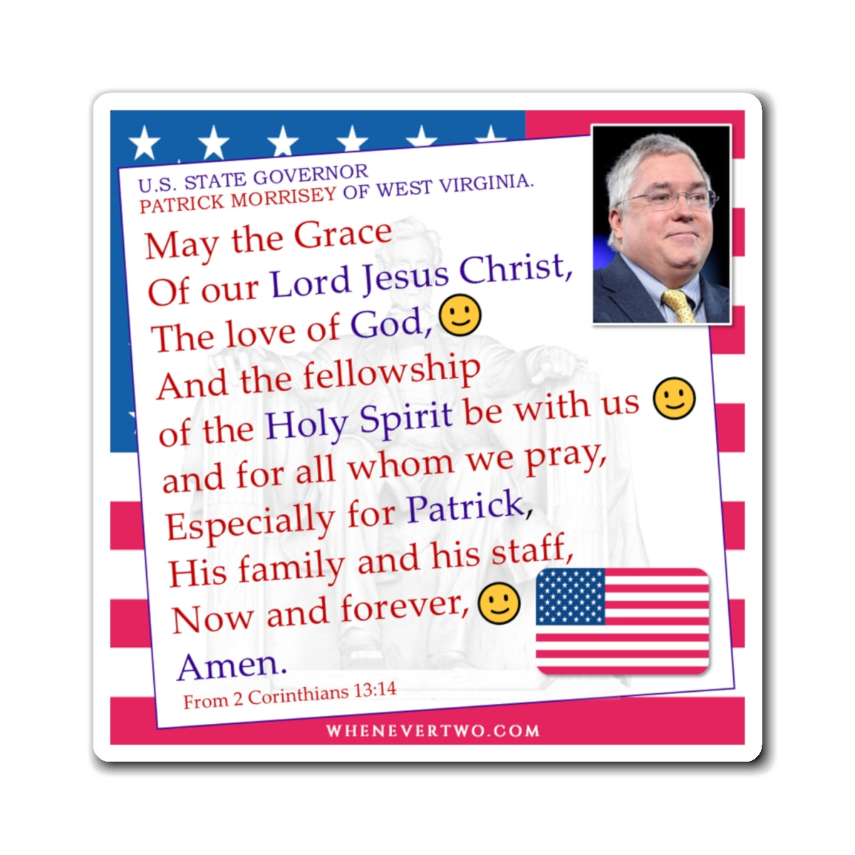 Patrick Morrisey - State Executive Governor West Virginia - The Benediction Blessing Magnet - 4'' - [299]