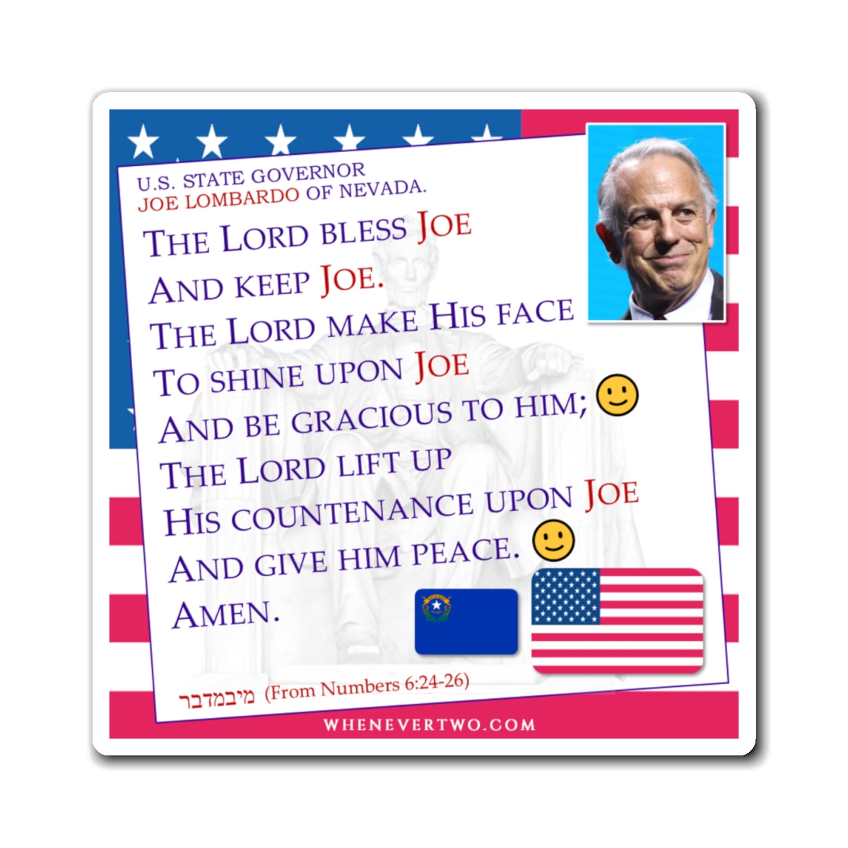 Joe Lombardo - State Executive Governor Nevada - The Aaronic Blessing Magnet - 4'' - [287]