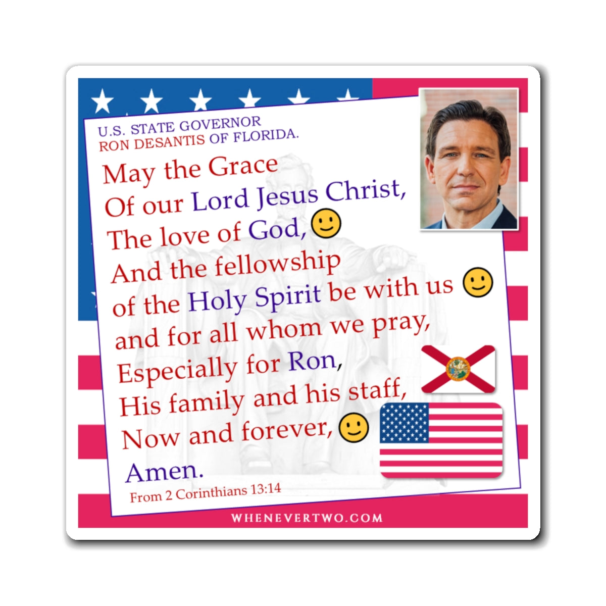 Ron DeSantis - State Executive Governor Florida - The Benediction Blessing Magnet - 4'' - [277]