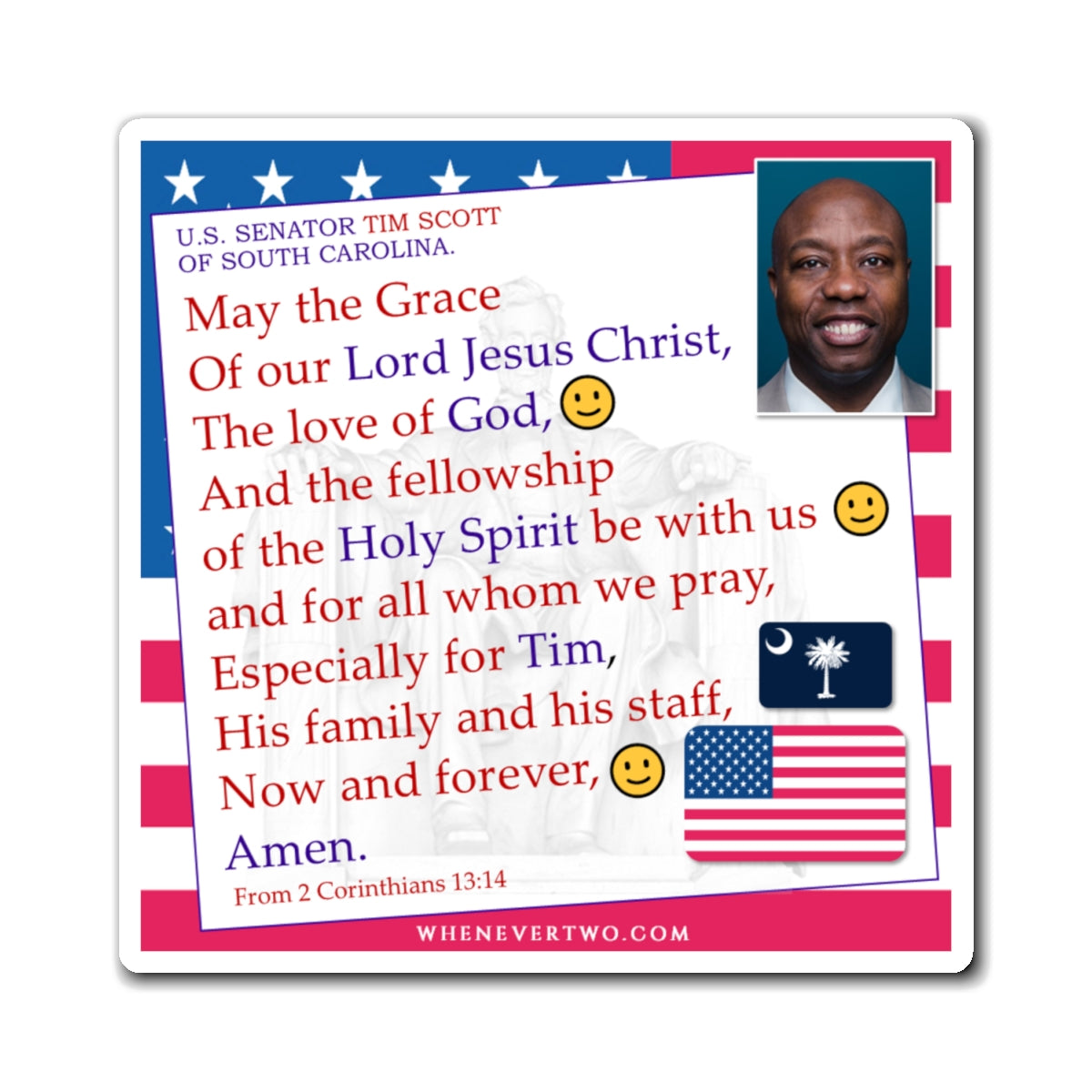 Tim Scott - Legislative Senator South Carolina - The Benediction Blessing Magnet - 4'' - [257]