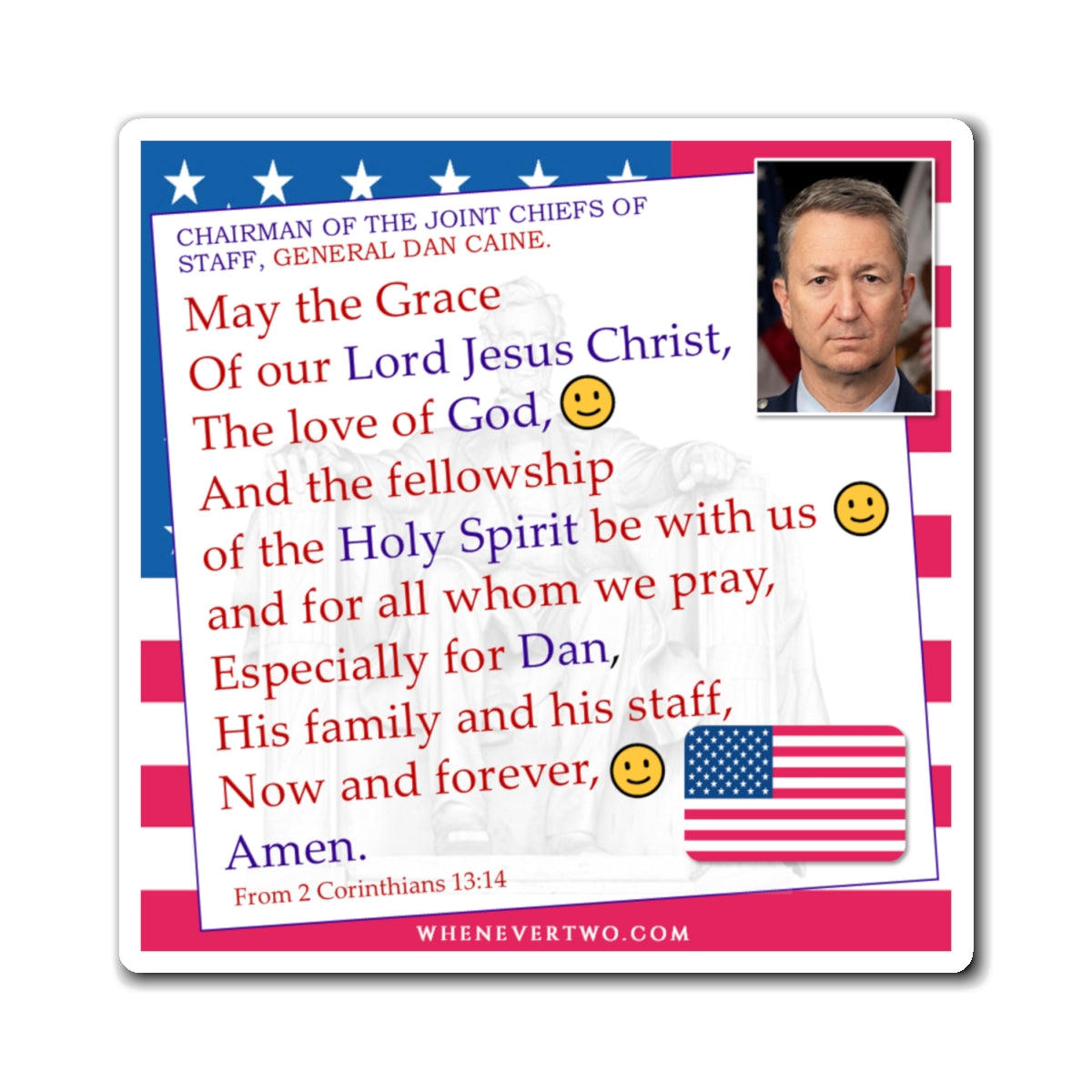 General John D. Caine – Executive – Chairman Joint Chiefs of Staff The Benediction Blessing Magnet - 4’’ - [328]