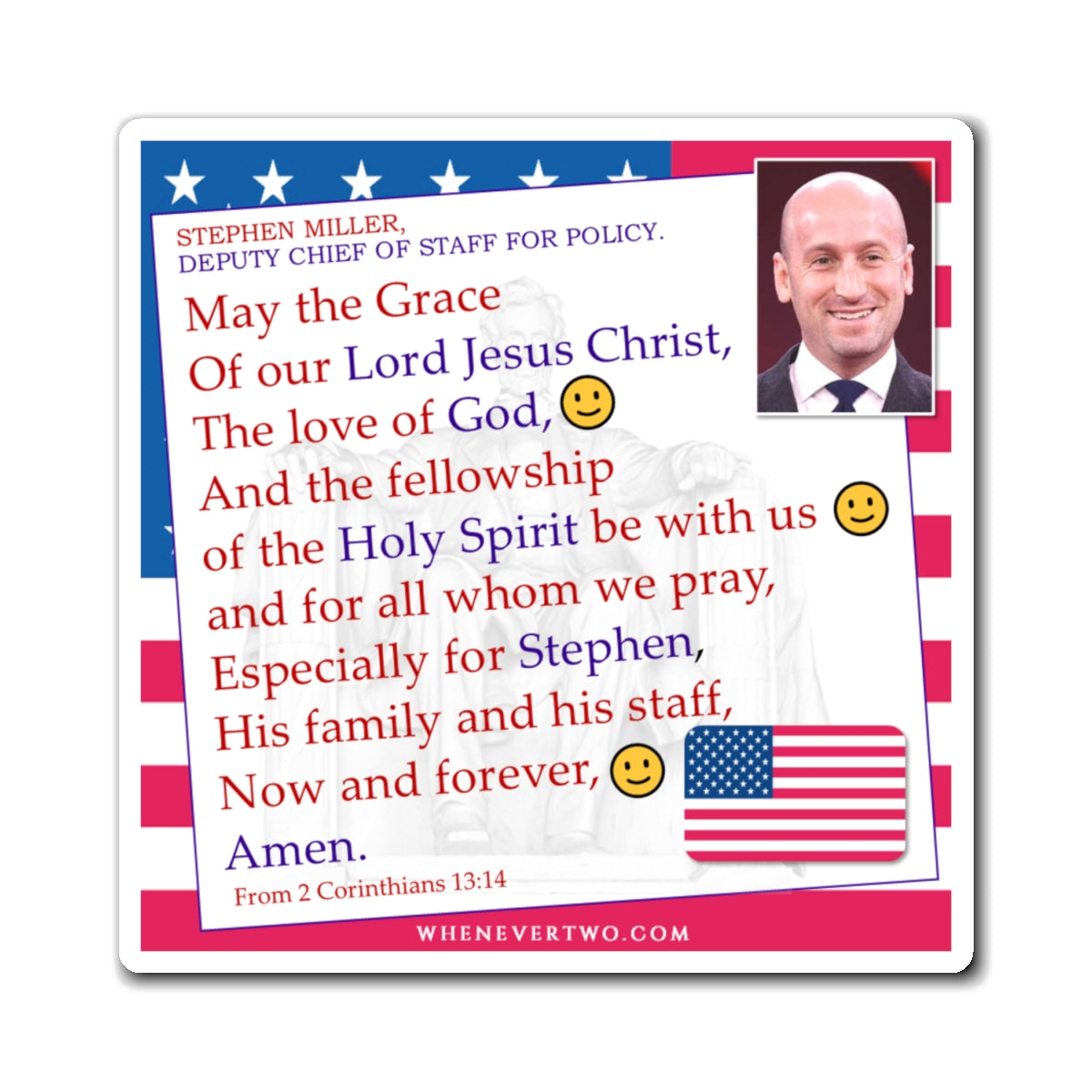 Stephen Miller - Executive White House Deputy Chief of Staff For Policy - The Benediction Blessing Magnet - 4'' - [269]