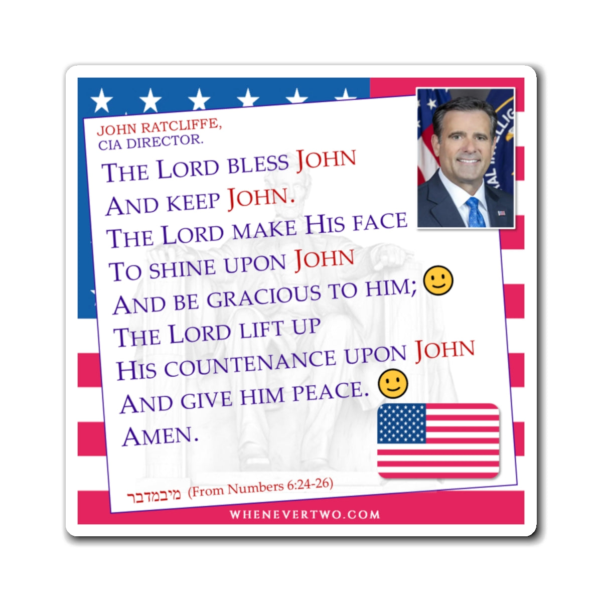 John Ratcliffe - Executive Cabinet CIA Director - The Aaronic Blessing Magnet - 4'' - [109]