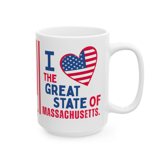 Massachusetts - I Love -  Mug - 15 oz