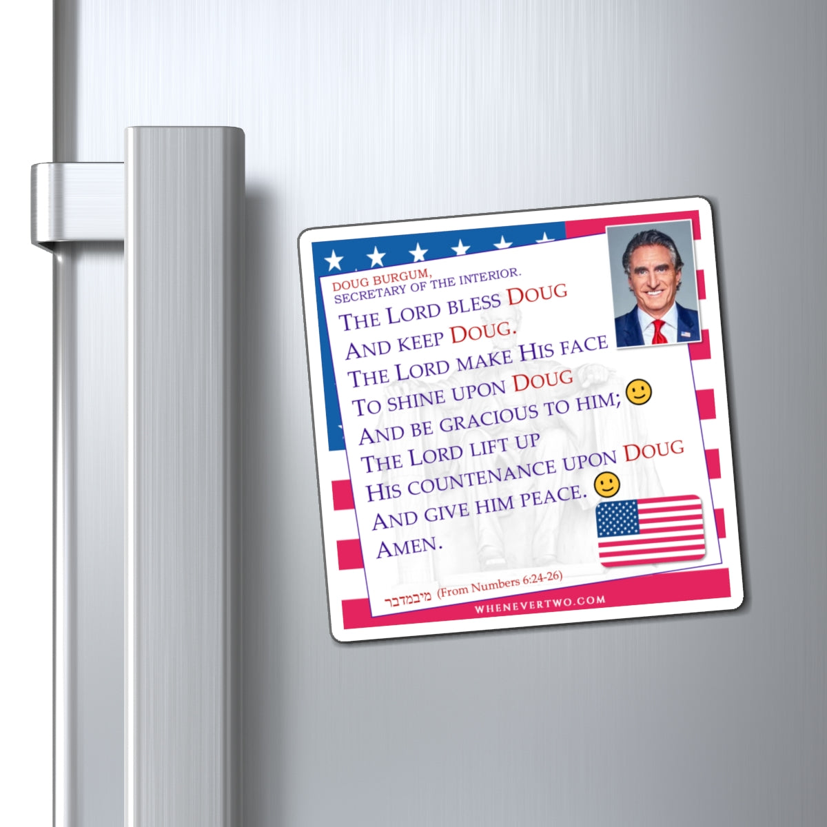 Doug Burgum - Executive Cabinet Secretary of the Interior - The Aaronic Blessing Magnet - 4'' - [119]
