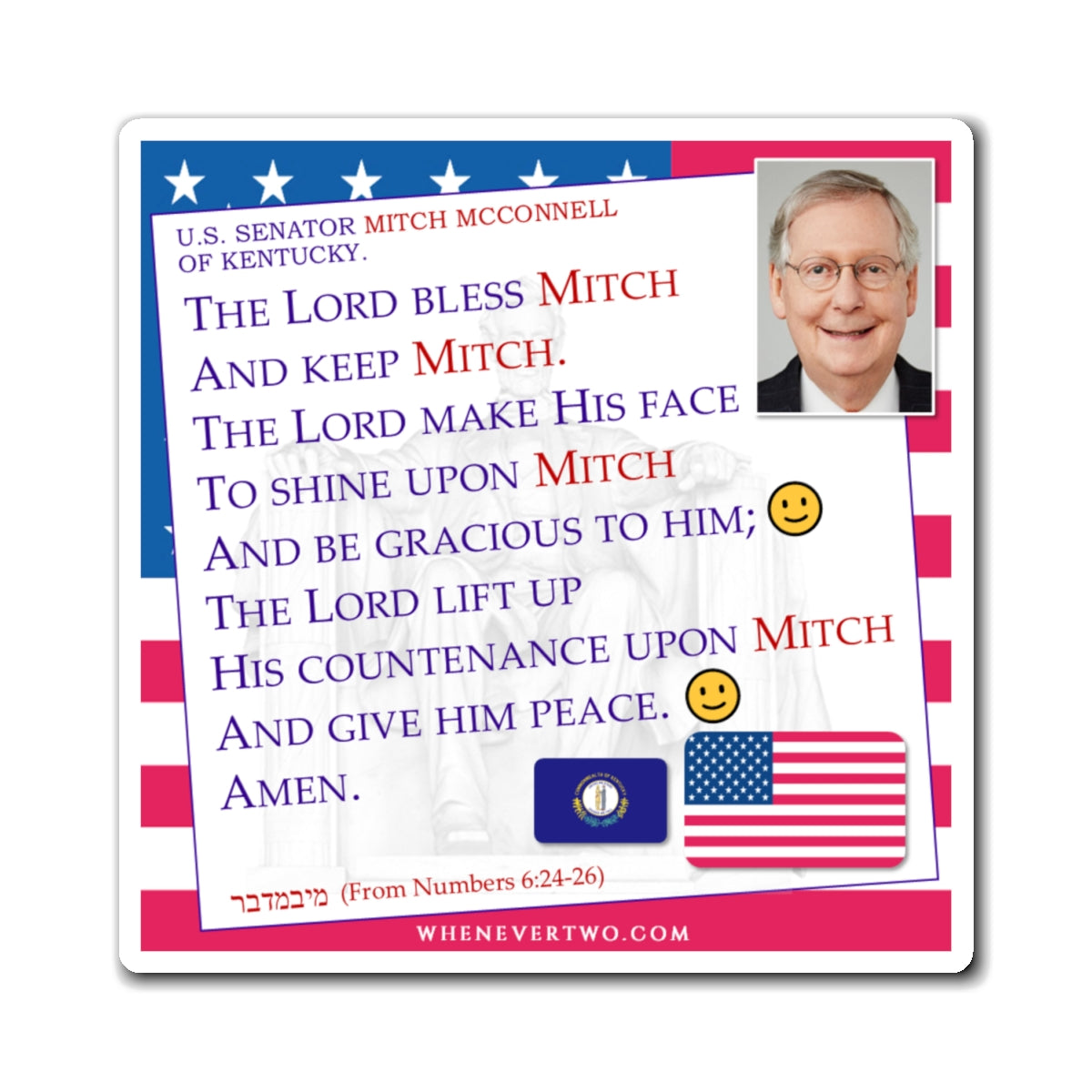 Mitch McConnell - Legislative Senator Kentucky - The Aaronic Blessing Magnet - 4'' - [244]