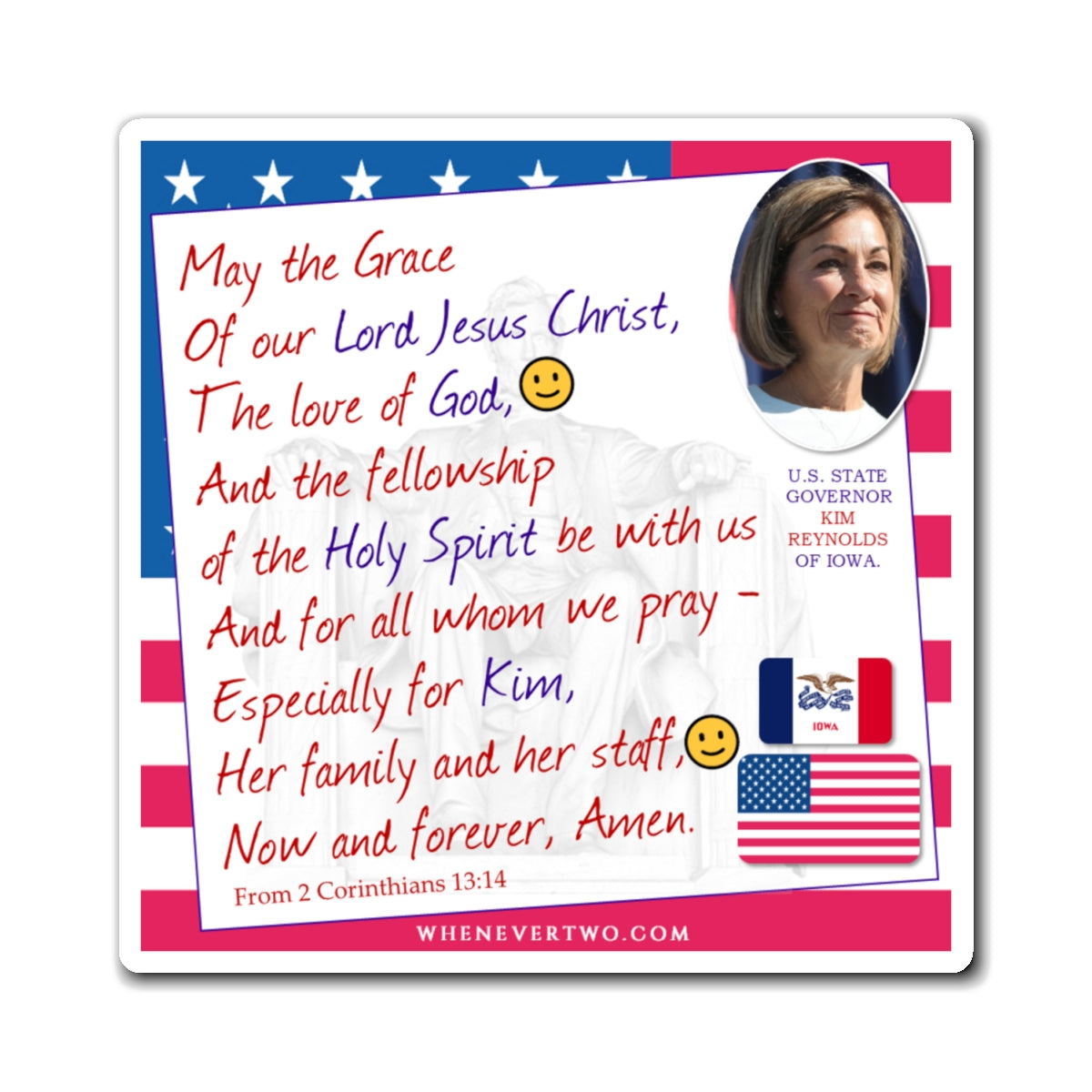 Kim Reynolds - State Executive Governor Iowa - The Benediction Blessing Magnet - 4'' - [281]
