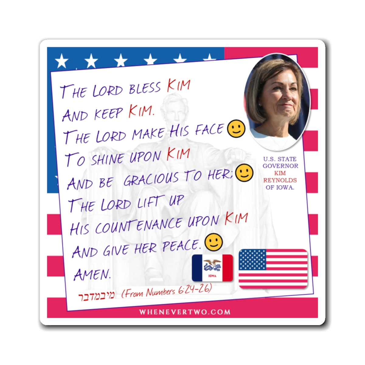 Kim Reynolds - State Executive Governor Iowa - The Aaronic Blessing Magnet - 4'' - [281]