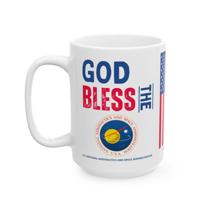 U.S. National Aeronautics and Space Administration - Major Agencies - God Bless -  Mug - 15 oz