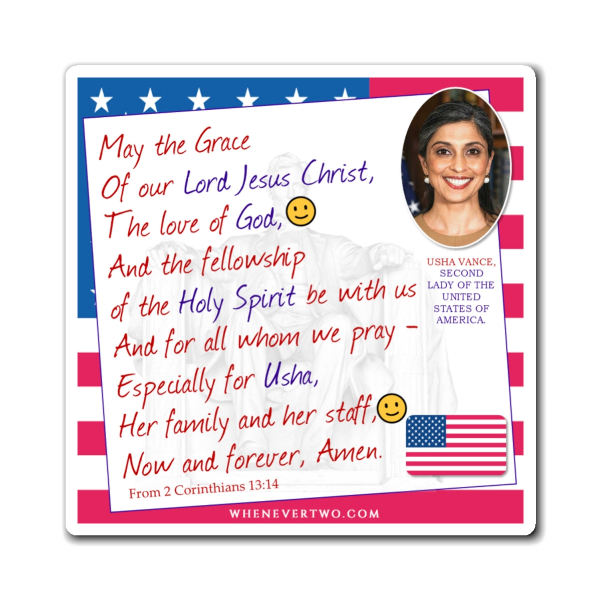 Usha Vance - Executive White House Second Lady - The Benediction Blessing Magnet - 4'' - [211]