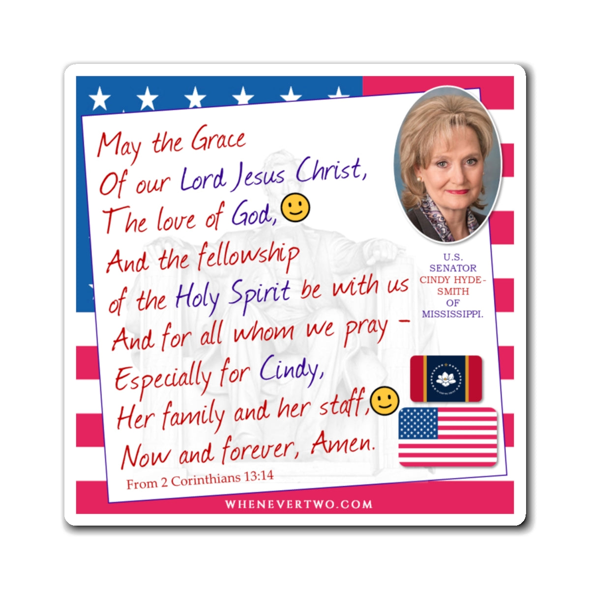 Cindy Hyde-Smith - Legislative Senator Mississippi - The Benediction Blessing Magnet - 4'' - [236]