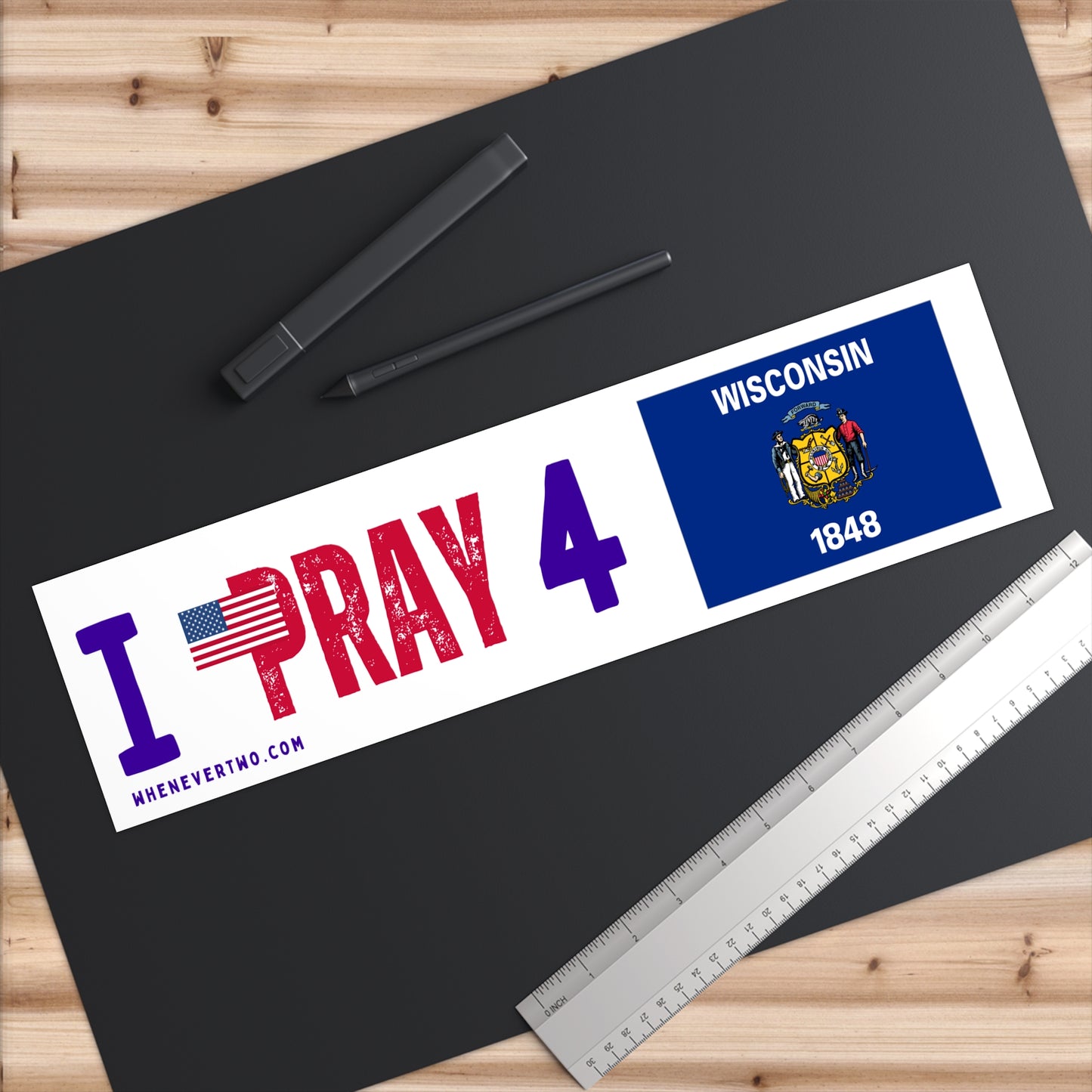 Wisconsin - I Pray - Bumper Sticker - Large