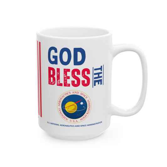U.S. National Aeronautics and Space Administration - Major Agencies - God Bless -  Mug - 15 oz