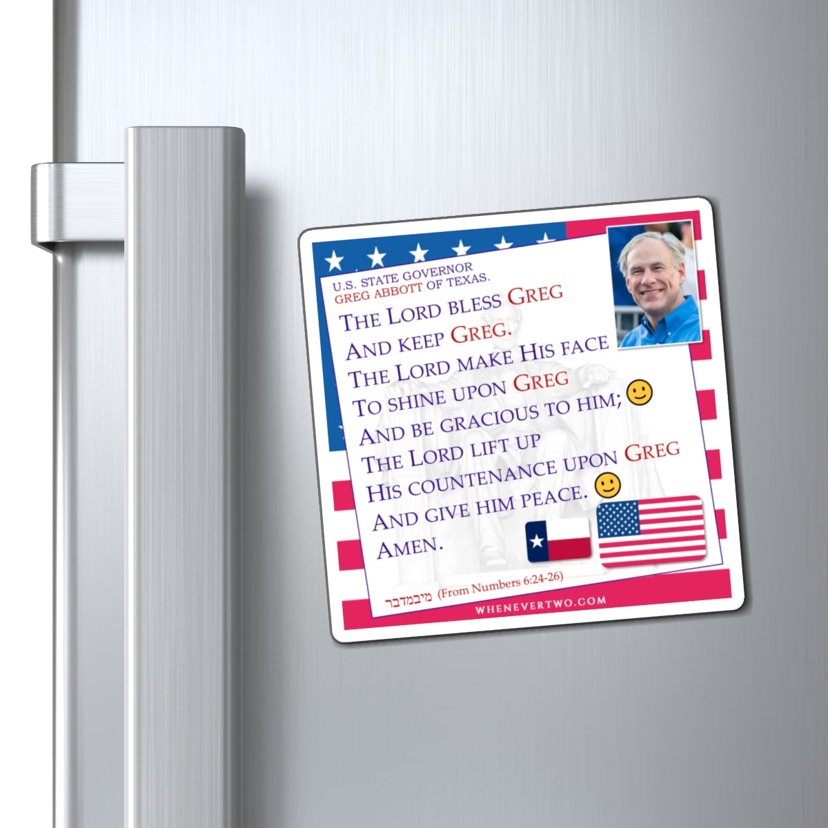Greg Abbott - State Executive Governor Texas - The Aaronic Blessing Magnet - 4'' - [295]
