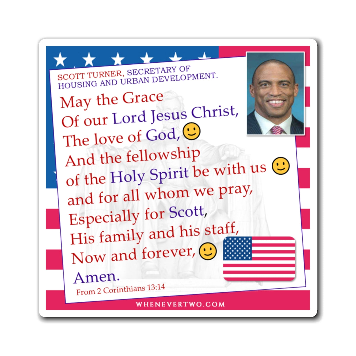 Scott Turner - Executive Cabinet Secretary of Housing and Urban Development - The Benediction Blessing Magnet - 4'' - [123]