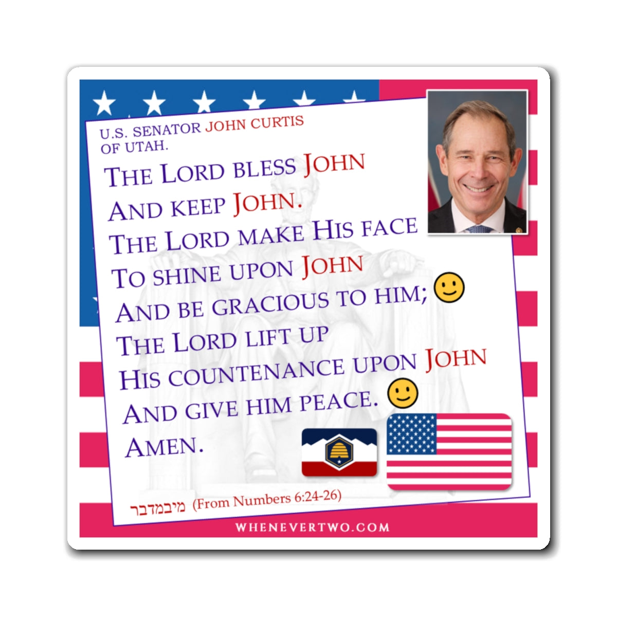 John Curtis - Legislative Senator Utah - The Aaronic Blessing Magnet - 4'' - [226]