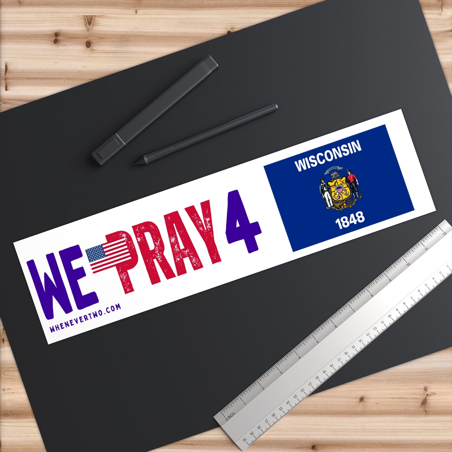 Wisconsin - We Pray - Bumper Sticker - Large
