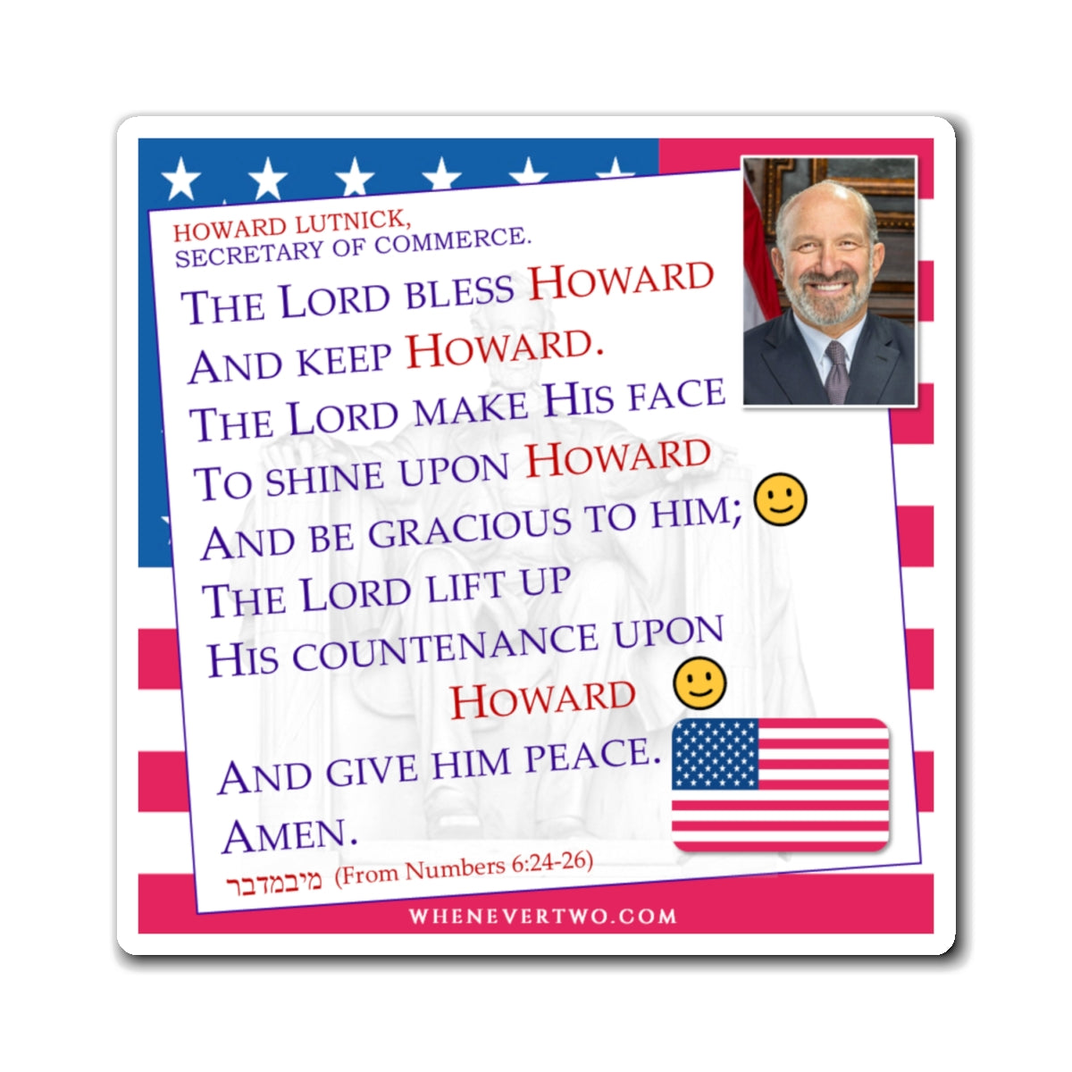 Howard Lutnick - Executive Cabinet Secretary of Commerce - The Aaronic Blessing Magnet - 4'' - [121]