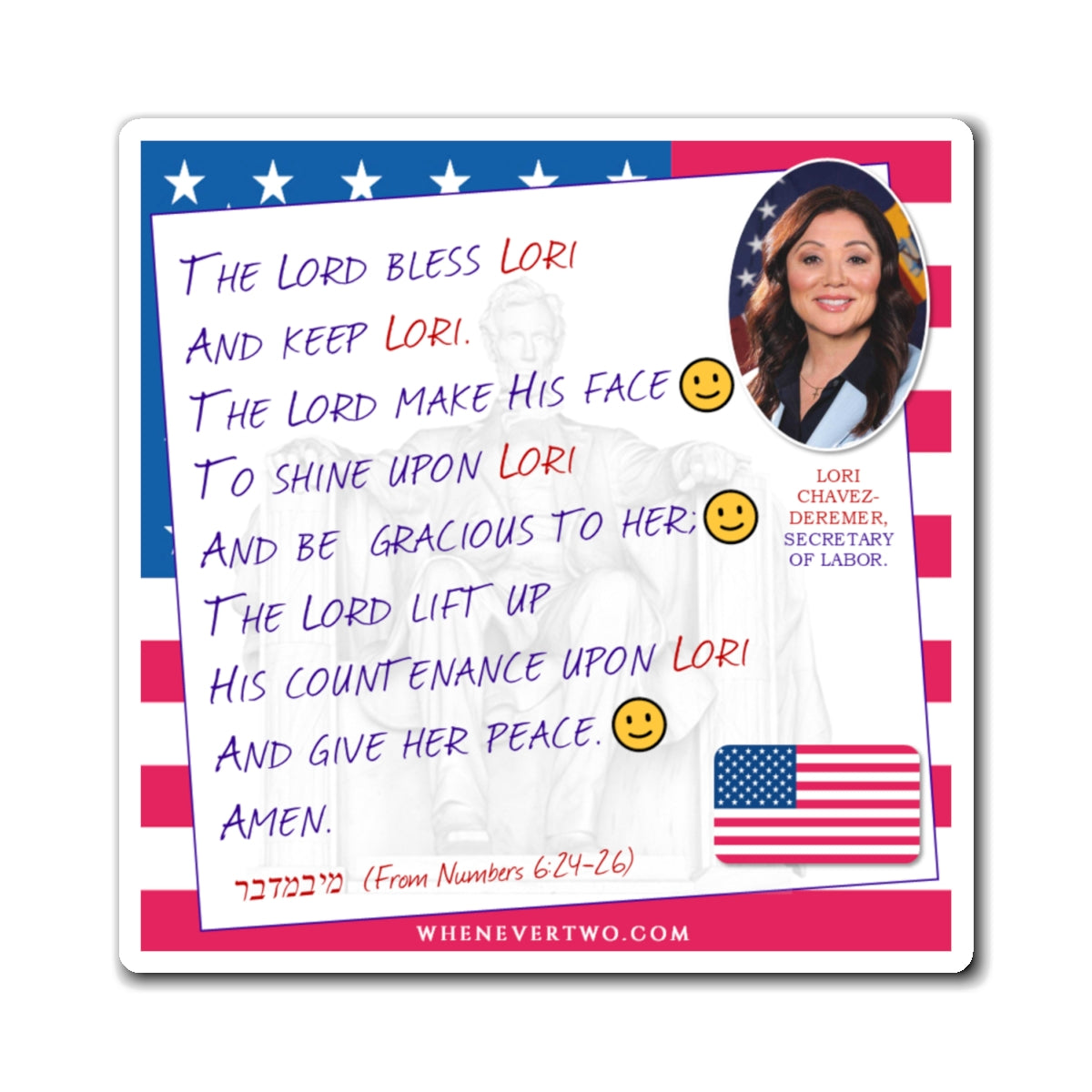 Lori Chavez-DeRemer - Executive Cabinet Secretary of Labor - The Aaronic Blessing Magnet - 4'' - [122]